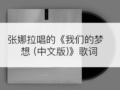 张娜拉唱的《我们的梦想 (中文版)》歌词