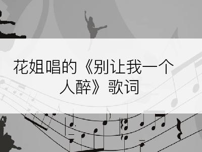 花姐唱的《别让我一个人醉》歌词