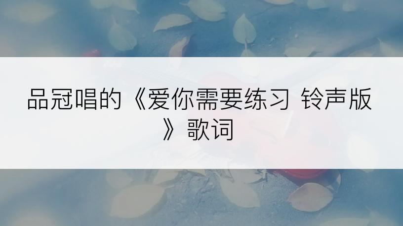 品冠唱的《爱你需要练习 铃声版》歌词