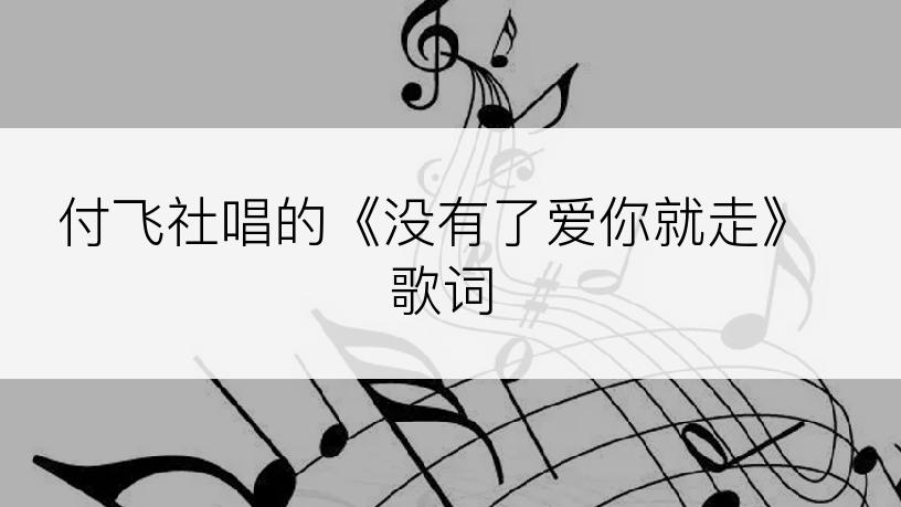 付飞社唱的《没有了爱你就走》歌词