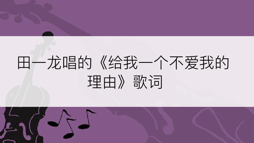 田一龙唱的《给我一个不爱我的理由》歌词