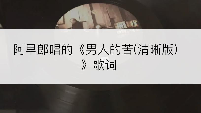 阿里郎唱的《男人的苦(清晰版)》歌词