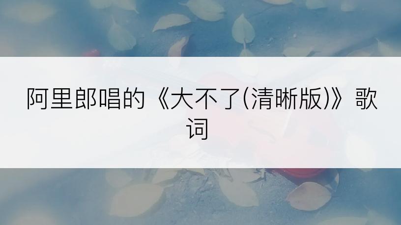 阿里郎唱的《大不了(清晰版)》歌词