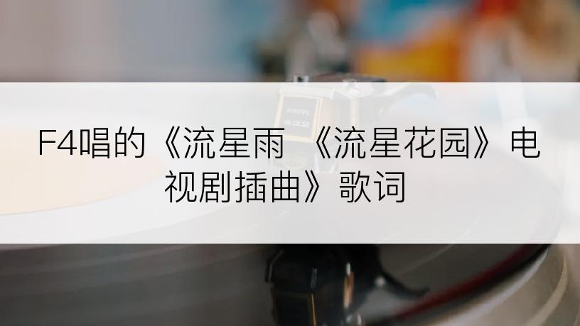 F4唱的《流星雨 《流星花园》电视剧插曲》歌词