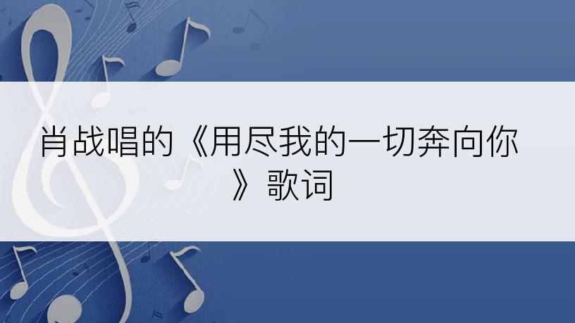 肖战唱的《用尽我的一切奔向你》歌词