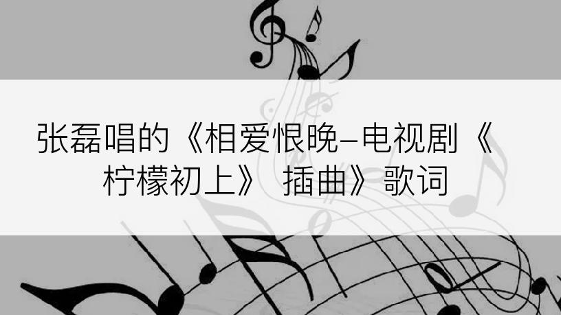张磊唱的《相爱恨晚-电视剧《柠檬初上》 插曲》歌词