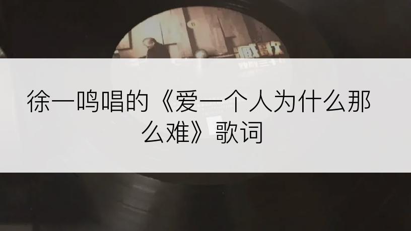 徐一鸣唱的《爱一个人为什么那么难》歌词
