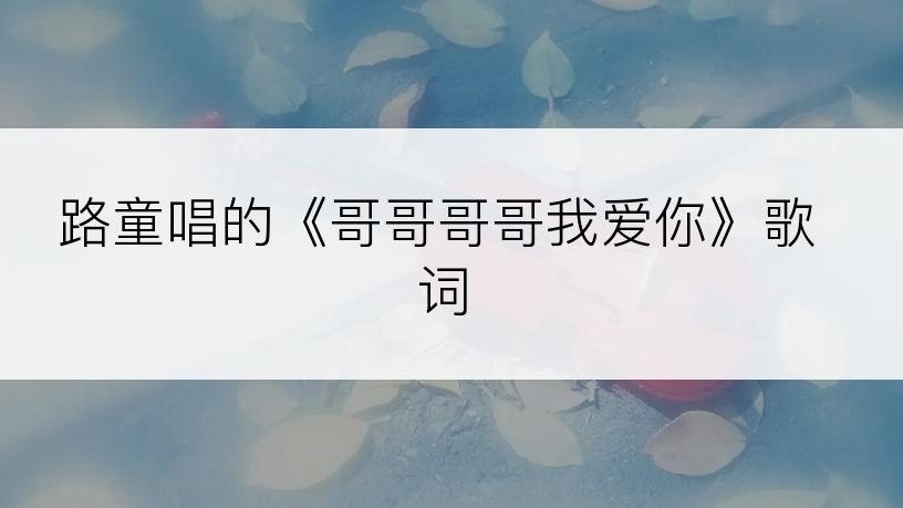 路童唱的《哥哥哥哥我爱你》歌词