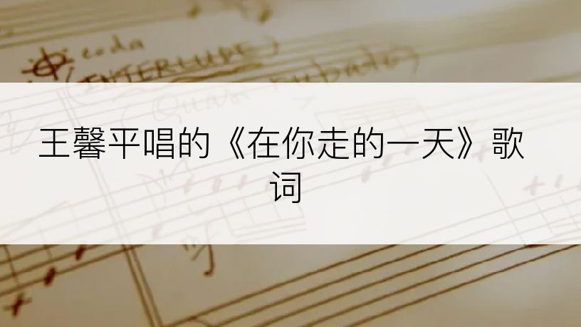 王馨平唱的《在你走的一天》歌词