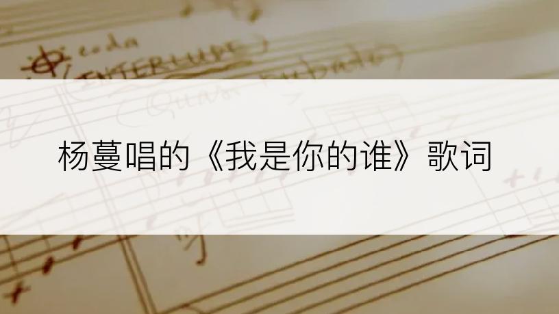 杨蔓唱的《我是你的谁》歌词