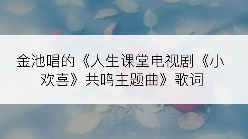 金池唱的《人生课堂电视剧《小欢喜》共鸣主题曲》歌词