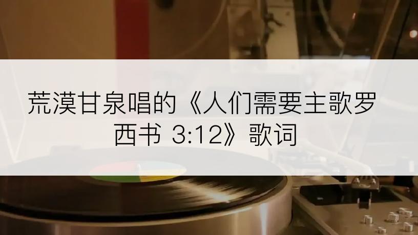 荒漠甘泉唱的《人们需要主歌罗西书 3:12》歌词