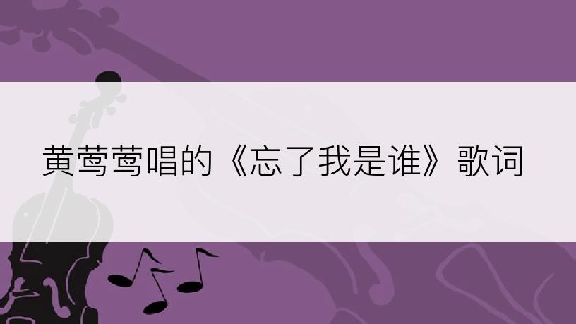 黄莺莺唱的《忘了我是谁》歌词