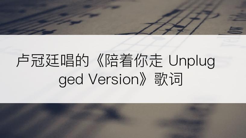 卢冠廷唱的《陪着你走 Unplugged Version》歌词
