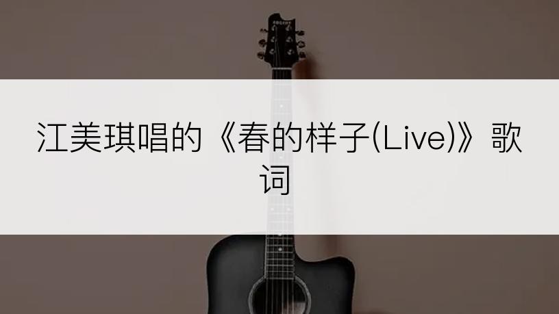 江美琪唱的《春的样子(Live)》歌词