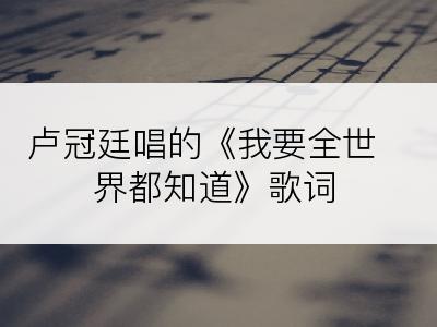 卢冠廷唱的《我要全世界都知道》歌词