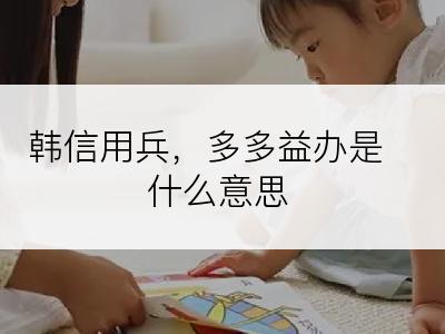 韩信用兵，多多益办是什么意思