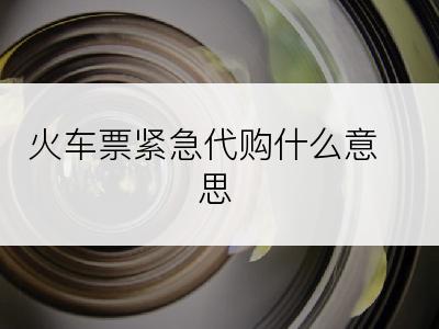 火车票紧急代购什么意思