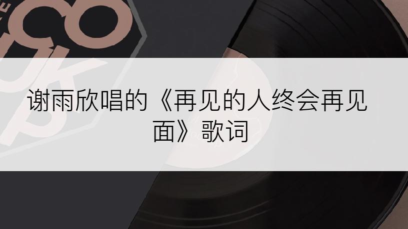 谢雨欣唱的《再见的人终会再见面》歌词