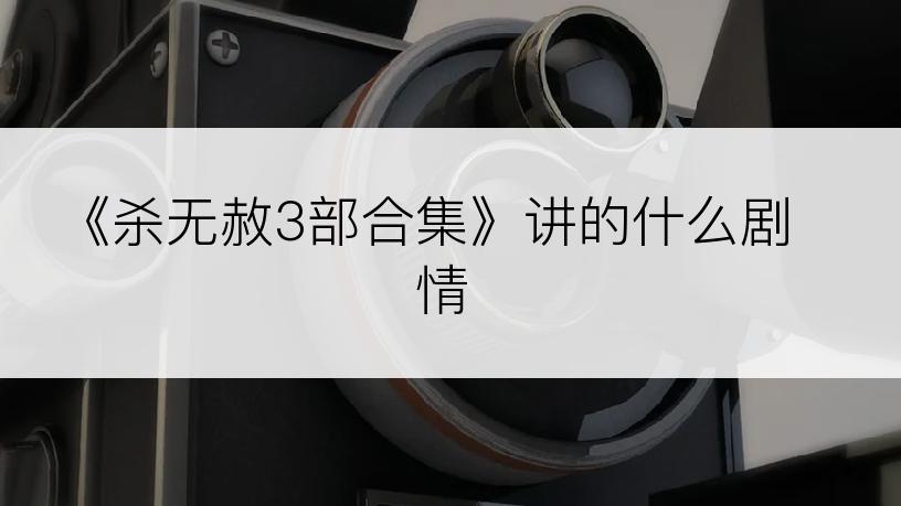 《杀无赦3部合集》讲的什么剧情