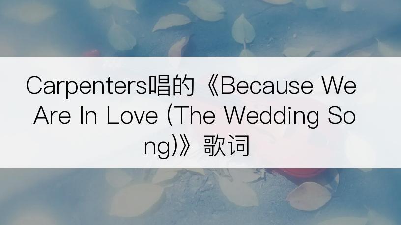 Carpenters唱的《Because We Are In Love (The Wedding Song)》歌词
