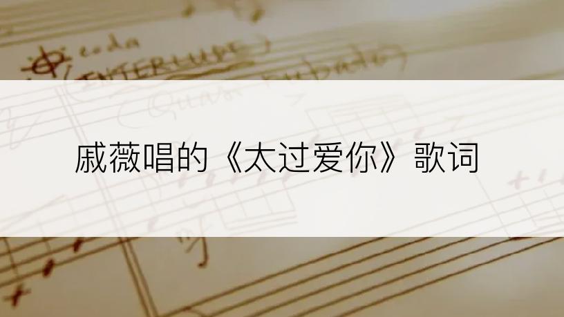 戚薇唱的《太过爱你》歌词
