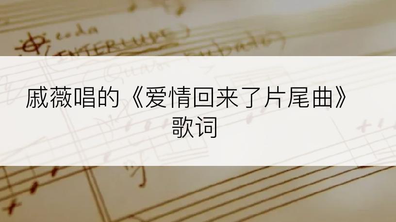 戚薇唱的《爱情回来了片尾曲》歌词