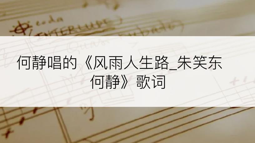 何静唱的《风雨人生路_朱笑东 何静》歌词