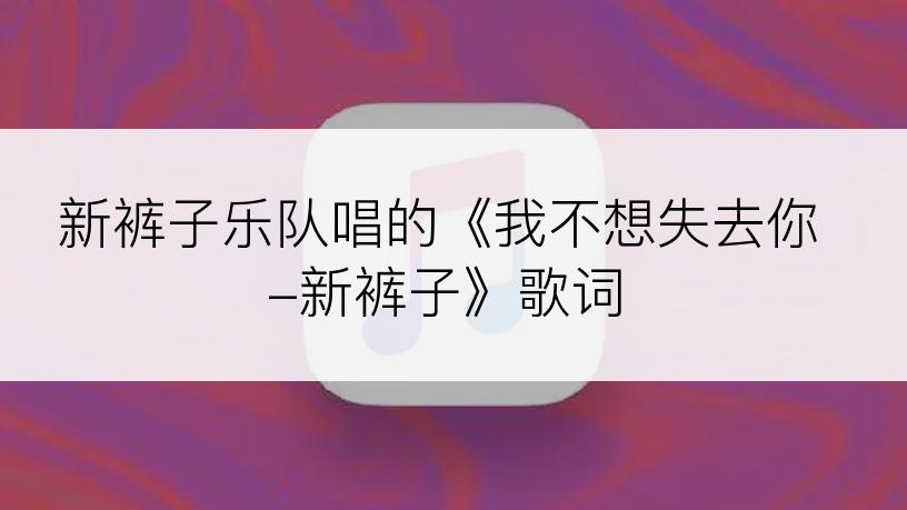 新裤子乐队唱的《我不想失去你-新裤子》歌词