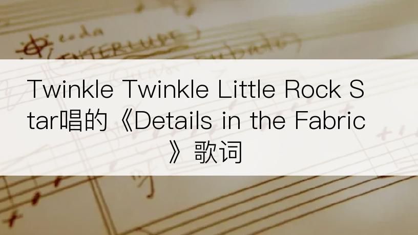 Twinkle Twinkle Little Rock Star唱的《Details in the Fabric》歌词