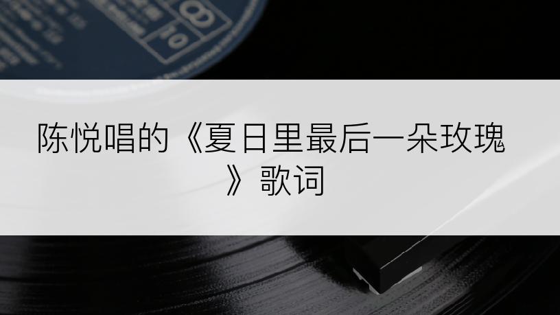 陈悦唱的《夏日里最后一朵玫瑰》歌词