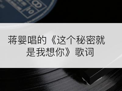 蒋婴唱的《这个秘密就是我想你》歌词