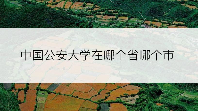 中国公安大学在哪个省哪个市