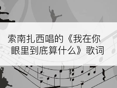 索南扎西唱的《我在你眼里到底算什么》歌词
