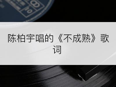 陈柏宇唱的《不成熟》歌词