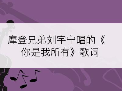 摩登兄弟刘宇宁唱的《你是我所有》歌词