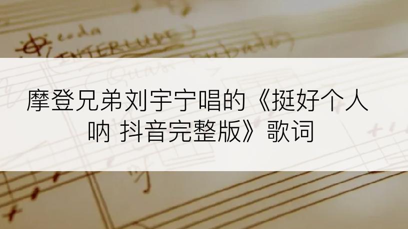 摩登兄弟刘宇宁唱的《挺好个人呐 抖音完整版》歌词