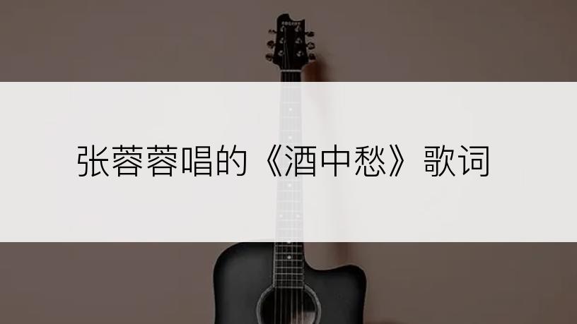 张蓉蓉唱的《酒中愁》歌词