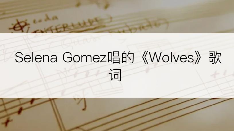 Selena Gomez唱的《Wolves》歌词