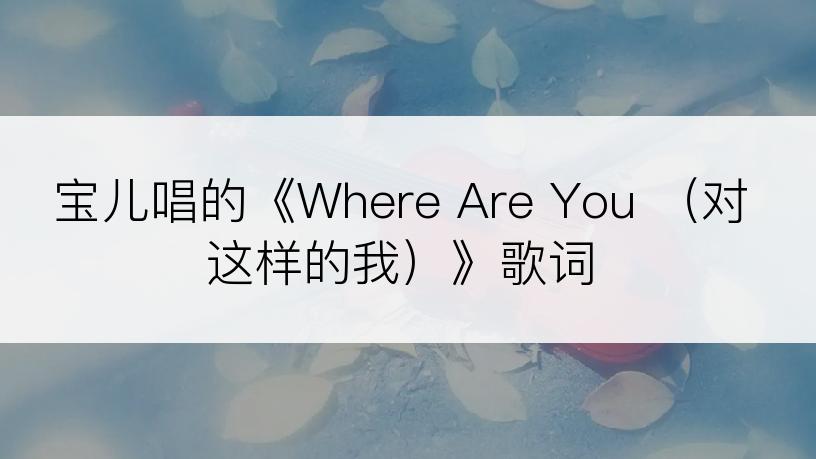 宝儿唱的《Where Are You （对这样的我）》歌词