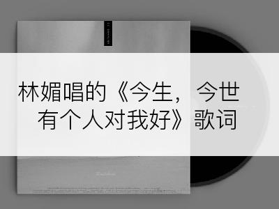 林媚唱的《今生，今世有个人对我好》歌词