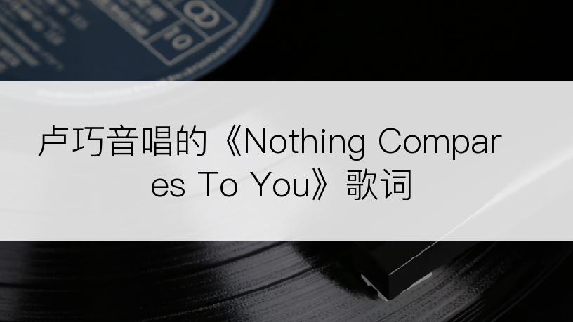 卢巧音唱的《Nothing Compares To You》歌词