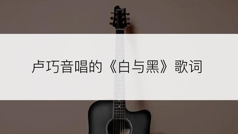卢巧音唱的《白与黑》歌词