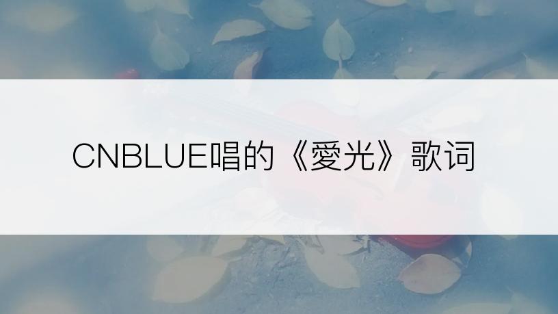 CNBLUE唱的《愛光》歌词