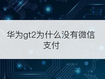 华为gt2为什么没有微信支付