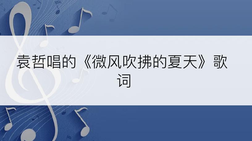 袁哲唱的《微风吹拂的夏天》歌词