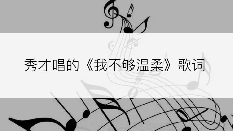 秀才唱的《我不够温柔》歌词