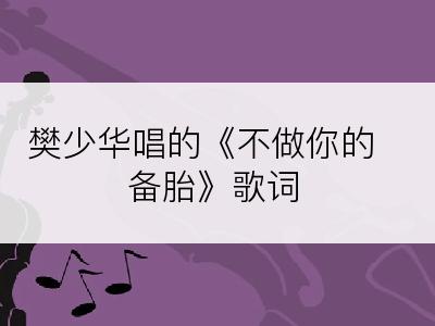 樊少华唱的《不做你的备胎》歌词