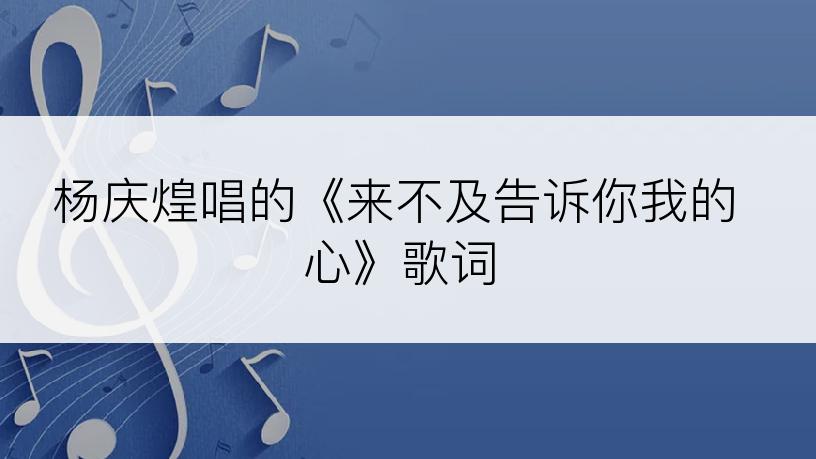 杨庆煌唱的《来不及告诉你我的心》歌词