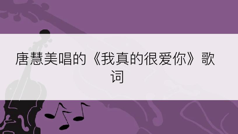 唐慧美唱的《我真的很爱你》歌词